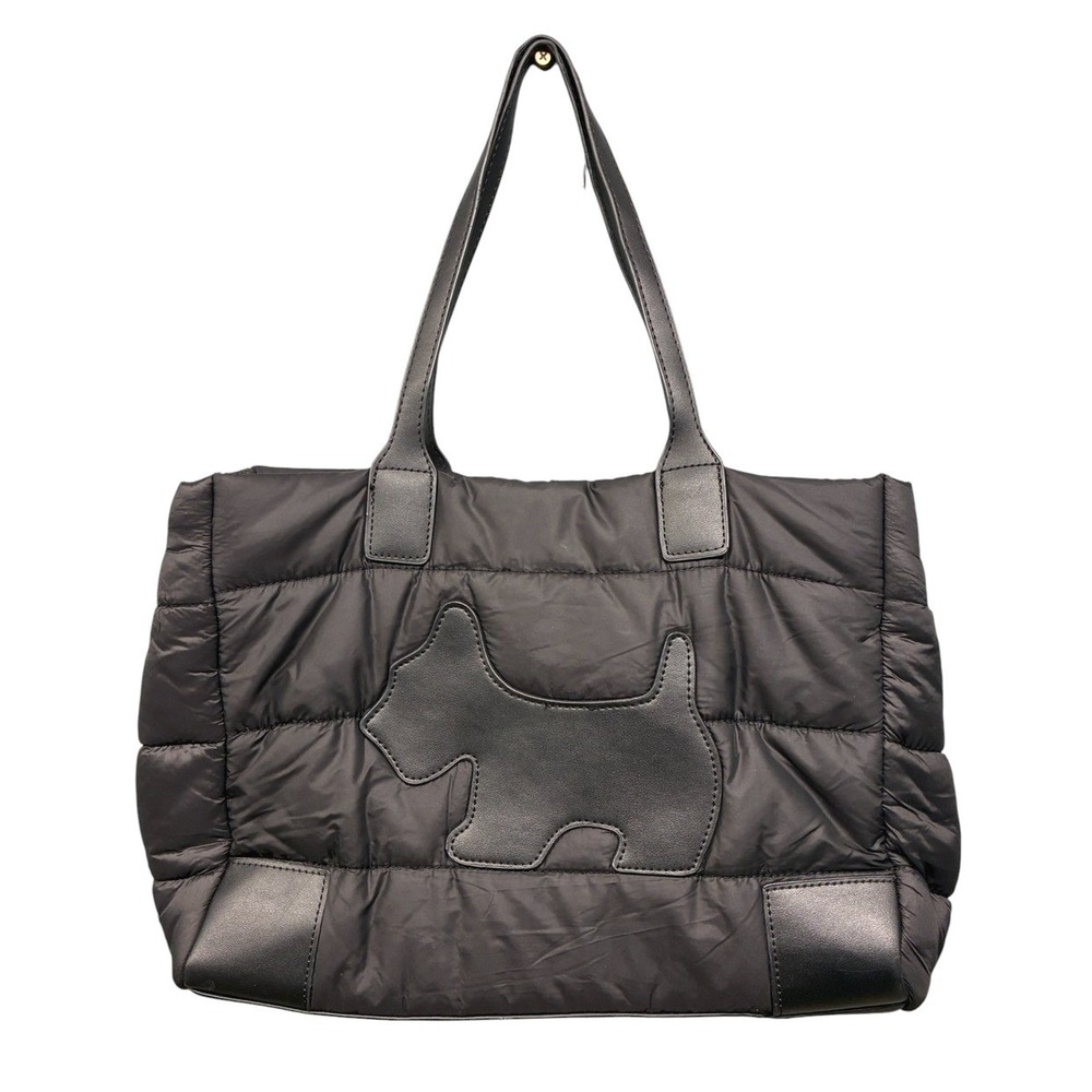 Agatha Paris Quilted Puffer Tote Bag Womens Black Nylon Shoulder Carryall Fluffy